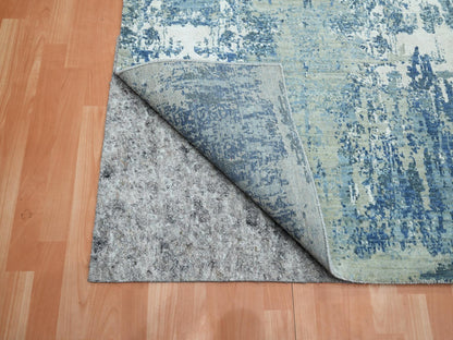 Modern / Contemporary hand-knotted wool/silk rug in Blue, 8'1" x 10'0", SKU O075532