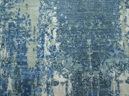 Modern / Contemporary hand-knotted wool/silk rug in Blue, 8'1" x 10'0", SKU O075532
