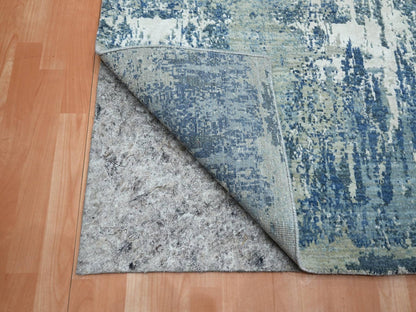 Modern / Contemporary hand-knotted wool/silk rug in Blue, 6'0" x 9'2", SKU O075534
