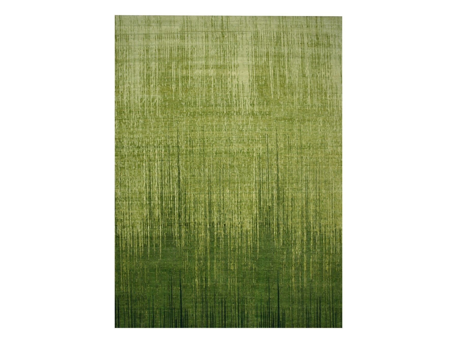 Modern / Contemporary hand-knotted wool rug in Green, 12'2" x 15'0", SKU O075541