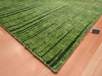 Modern / Contemporary hand-knotted wool rug in Green, 12'2" x 15'0", SKU O075541