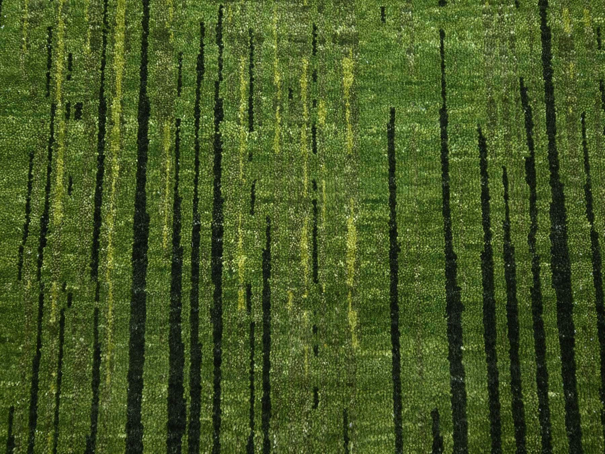 Modern / Contemporary hand-knotted wool rug in Green, 12'2" x 15'0", SKU O075541