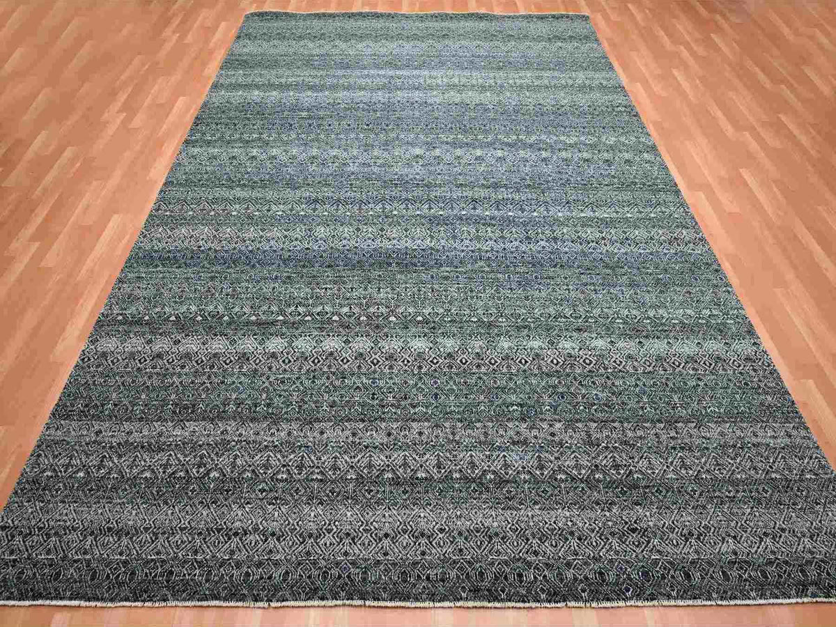 Modern / Contemporary hand-knotted wool rug in Black, 9'2" x 11'10", SKU O075545