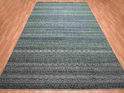 Modern / Contemporary hand-knotted wool rug in Black, 9'2" x 11'10", SKU O075545