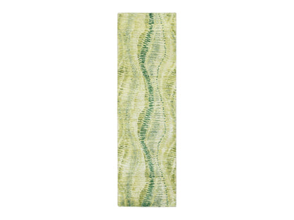 Modern / Contemporary hand-knotted silk runner in Green, 2'5" x 8'3", SKU O075548