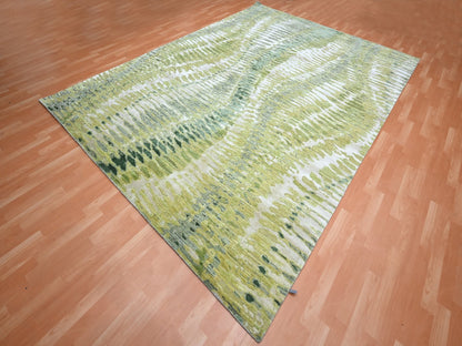 Green 9'0" x 12'2" Modern / Contemporary Hand knotted Silk Rug - Sku: O075551