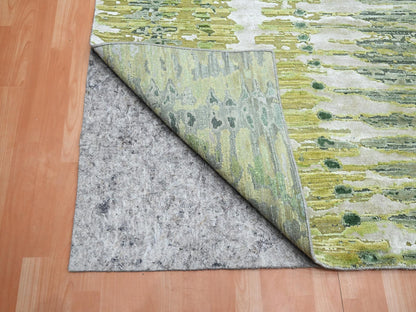 Green 9'0" x 12'2" Modern / Contemporary Hand knotted Silk Rug - Sku: O075551