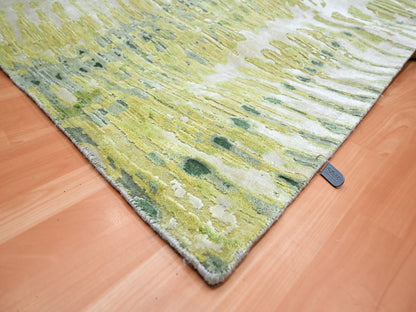 Green 9'0" x 12'2" Modern / Contemporary Hand knotted Silk Rug - Sku: O075551