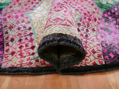 Mamluk Mamluk hand-knotted wool/silk rug in Yellow, 8' x 8'1" — SKU O075552 (view 5)