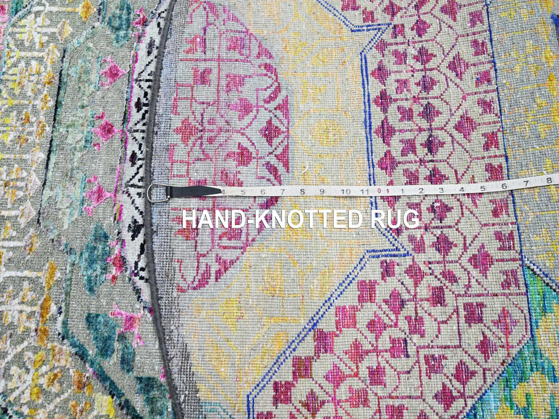 Mamluk Mamluk hand-knotted wool/silk rug in Yellow, 6' x 6'1" — SKU O075553 (view 7)