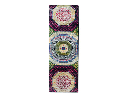 Mamluk Mamluk hand-knotted wool/silk runner in Red, 2'8" x 8'1" — SKU O075556