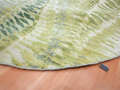 Green 7'11" x 8'0" Modern / Contemporary Hand knotted Silk Rug - Sku: O075558