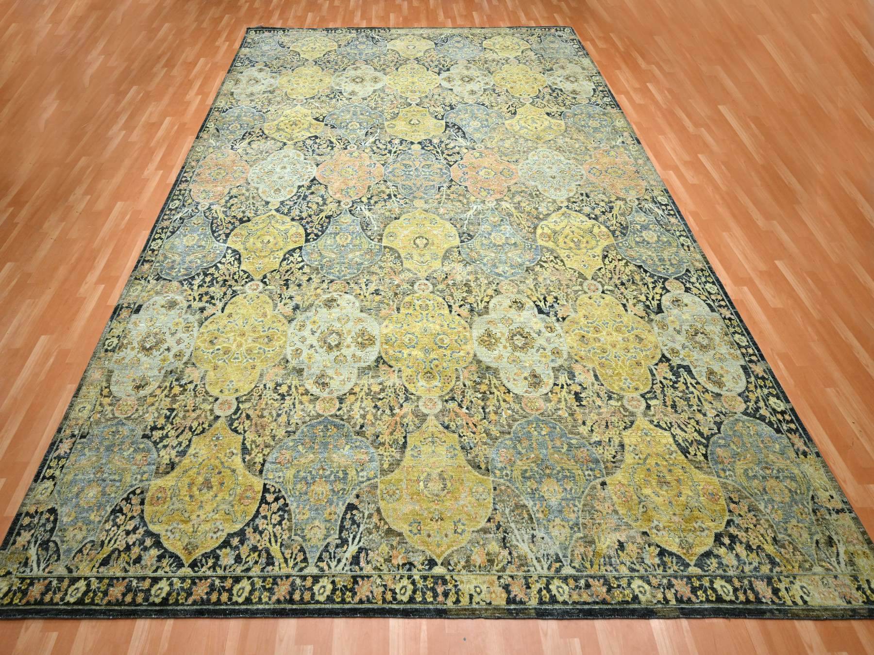 Fine Oriental hand-knotted wool rug in Black, 11'11" x 15'7" — SKU O075560 (view 2)