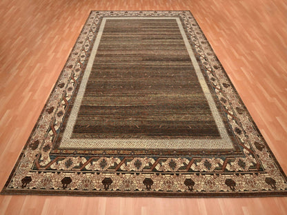Brown 9'11" x 14'3" Khotan and Samarkand Hand knotted Wool Rug - Sku: O075562
