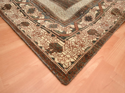 Brown 9'11" x 14'3" Khotan and Samarkand Hand knotted Wool Rug - Sku: O075562