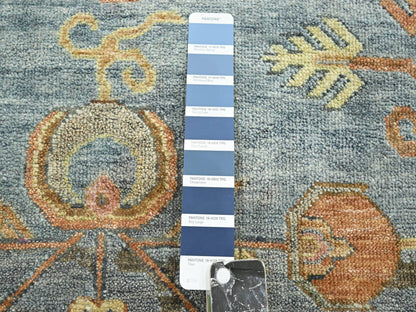 Blue 9'11" x 14'2" Khotan and Samarkand Hand knotted Wool/Silk Rug - Sku: O075565