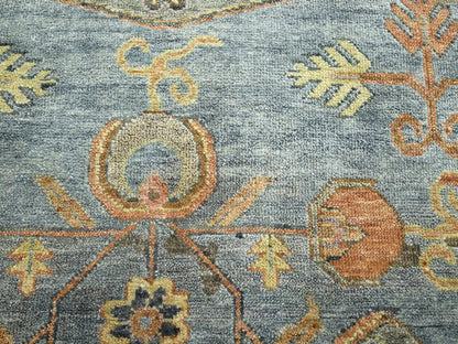 Blue 9'11" x 14'2" Khotan and Samarkand Hand knotted Wool/Silk Rug - Sku: O075565