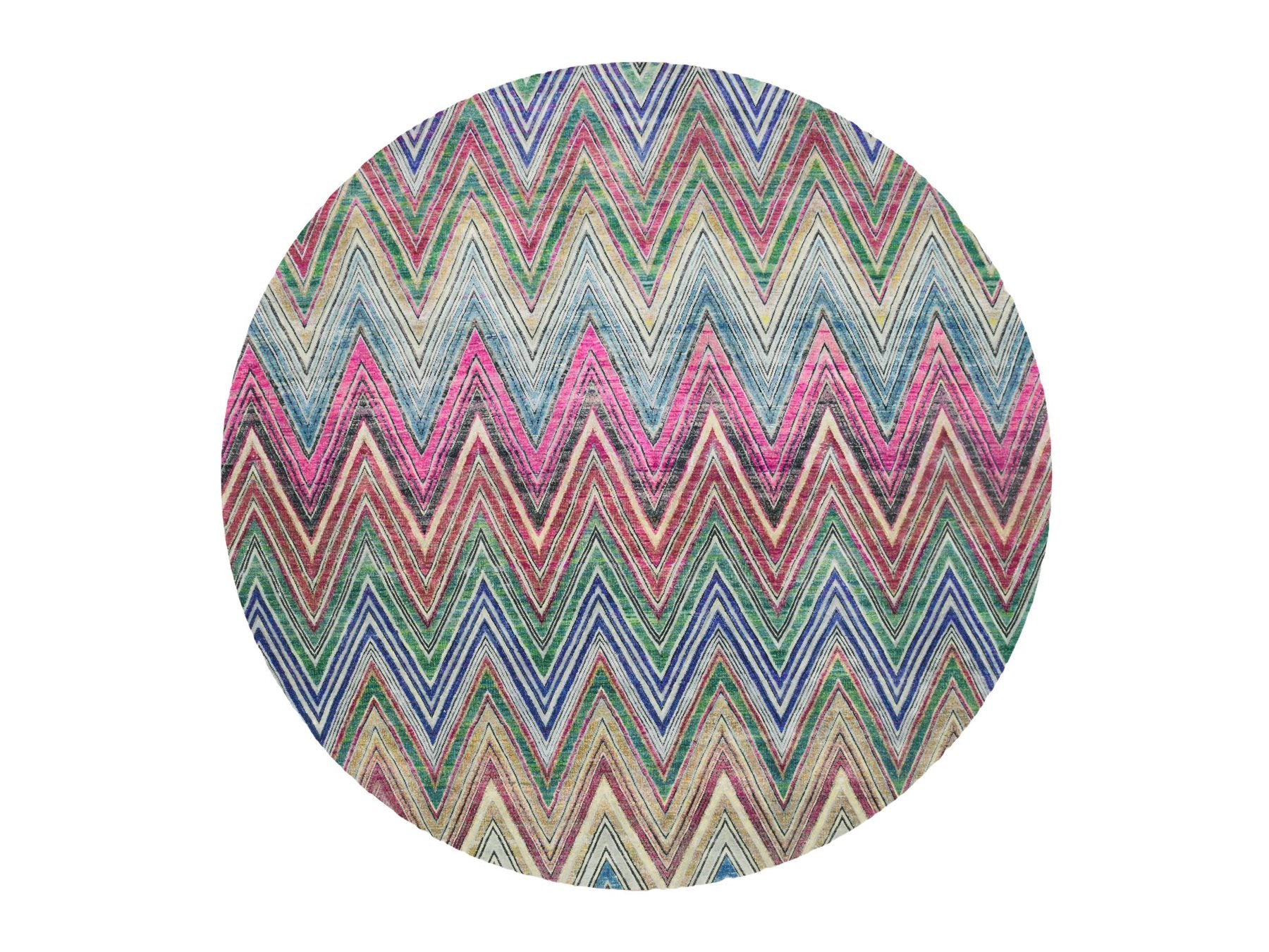 Modern / Contemporary hand-knotted wool/silk rug in Pink, 11'8" x 11'9" — SKU O075567