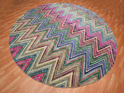 Modern / Contemporary hand-knotted wool/silk rug in Pink, 11'8" x 11'9" — SKU O075567 (view 3)
