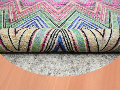 Modern / Contemporary hand-knotted wool/silk rug in Pink, 11'8" x 11'9" — SKU O075567 (view 4)