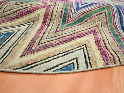 Modern / Contemporary hand-knotted wool/silk rug in Pink, 11'8" x 11'9" — SKU O075567 (view 6)