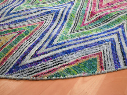 Modern / Contemporary hand-knotted wool/silk rug in Pink, 9'8" x 9'10" — SKU O075568 (view 6)