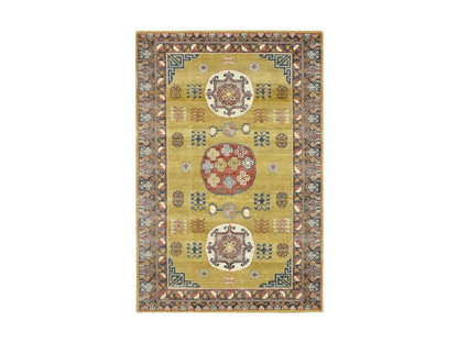 Green 6'1" x 9'4" Traditional Hand knotted Wool Rug - Sku: O075572