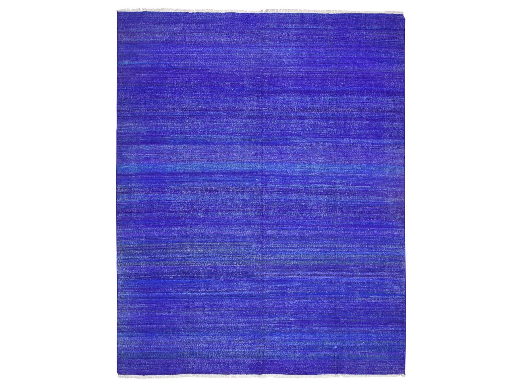 Kilim Flat-Weave hand-knotted sari silk rug in Blue, 9'2" x 11'8" — SKU O075576