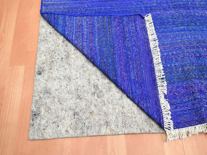 Blue 9'2" x 11'8" Flat Weave Hand woven Silk Rug - Sku: O075576