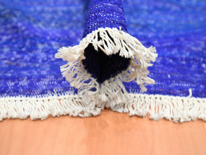 Blue 9'2" x 11'8" Flat Weave Hand woven Silk Rug - Sku: O075576