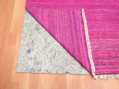 Pink 9'1" x 11'7" Flatweave / Kilim Hand woven Silk Rug - Sku: O075577