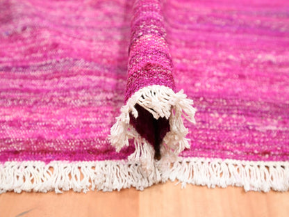Pink 9'1" x 11'7" Flatweave / Kilim Hand woven Silk Rug - Sku: O075577