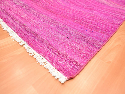 Pink 9'1" x 11'7" Flatweave / Kilim Hand woven Silk Rug - Sku: O075577