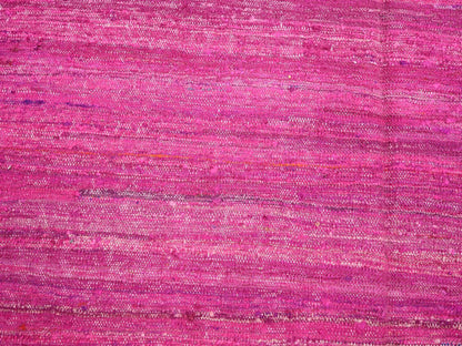 Pink 9'1" x 11'7" Flatweave / Kilim Hand woven Silk Rug - Sku: O075577