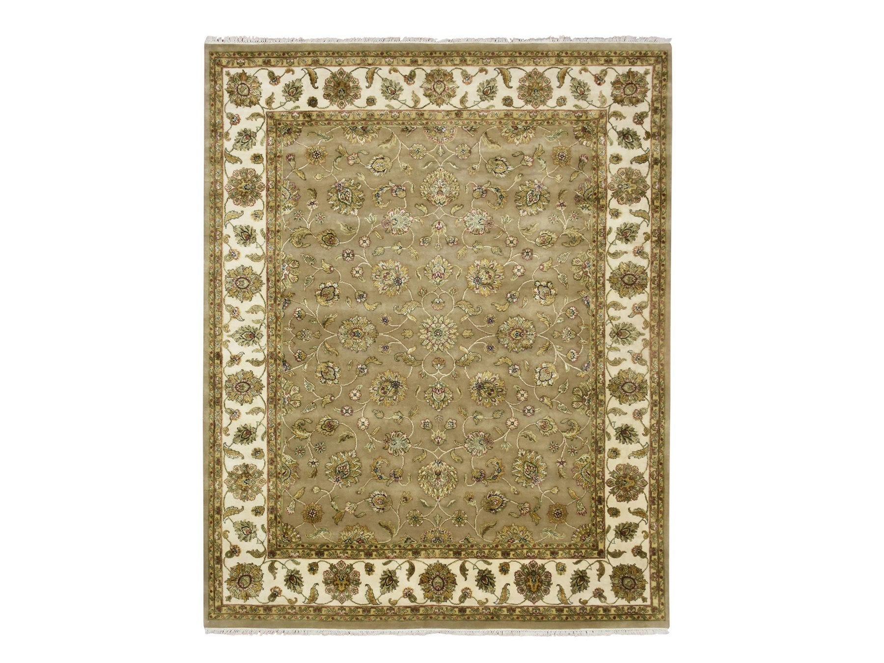 Rajasthan Rajasthan hand-knotted wool/silk rug in Brown & Ivory, 7'10" x 9'10" — SKU O075579