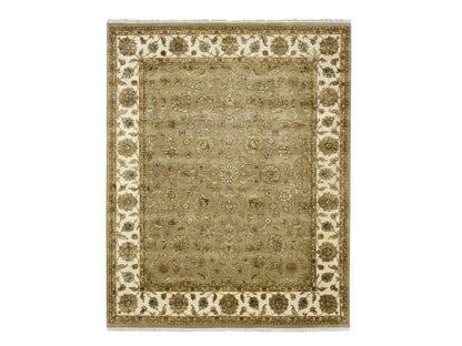 Rajasthan Rajasthan hand-knotted wool/silk rug in Brown & Ivory, 7'10" x 9'10" — SKU O075579