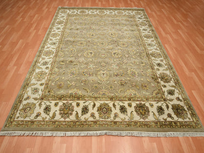 Brown 7'10" x 9'10" Traditional Hand knotted Wool/Silk Rug - Sku: O075579