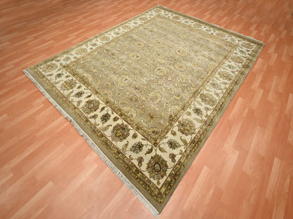 Brown 7'10" x 9'10" Traditional Hand knotted Wool/Silk Rug - Sku: O075579