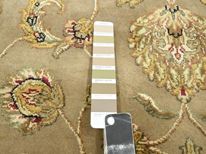 Brown 7'10" x 9'10" Traditional Hand knotted Wool/Silk Rug - Sku: O075579