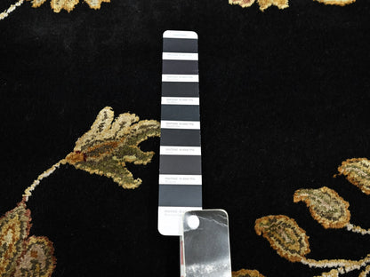 Black 8'2" x 9'11" Rajasthan Hand knotted Wool/Silk Rug - Sku: O075580