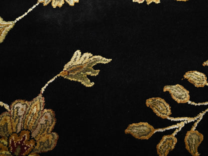 Black 8'2" x 9'11" Rajasthan Hand knotted Wool/Silk Rug - Sku: O075580