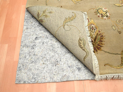 Brown 8'0" x 9'11" Traditional Hand knotted Wool/Silk Rug - Sku: O075581