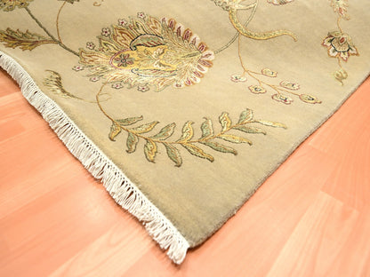 Brown 8'0" x 9'11" Traditional Hand knotted Wool/Silk Rug - Sku: O075581