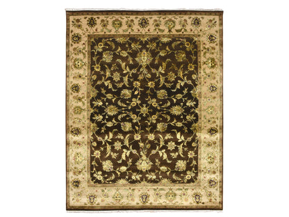 Brown 7'10" x 9'11" Traditional Hand knotted Wool/Silk Rug - Sku: O075582