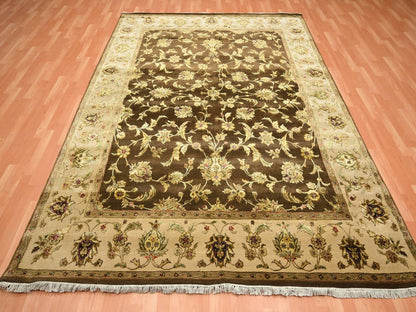 Brown 7'10" x 9'11" Traditional Hand knotted Wool/Silk Rug - Sku: O075582