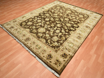 Brown 7'10" x 9'11" Traditional Hand knotted Wool/Silk Rug - Sku: O075582