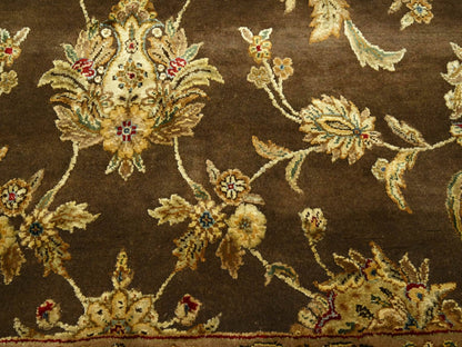 Brown 7'10" x 9'11" Traditional Hand knotted Wool/Silk Rug - Sku: O075582