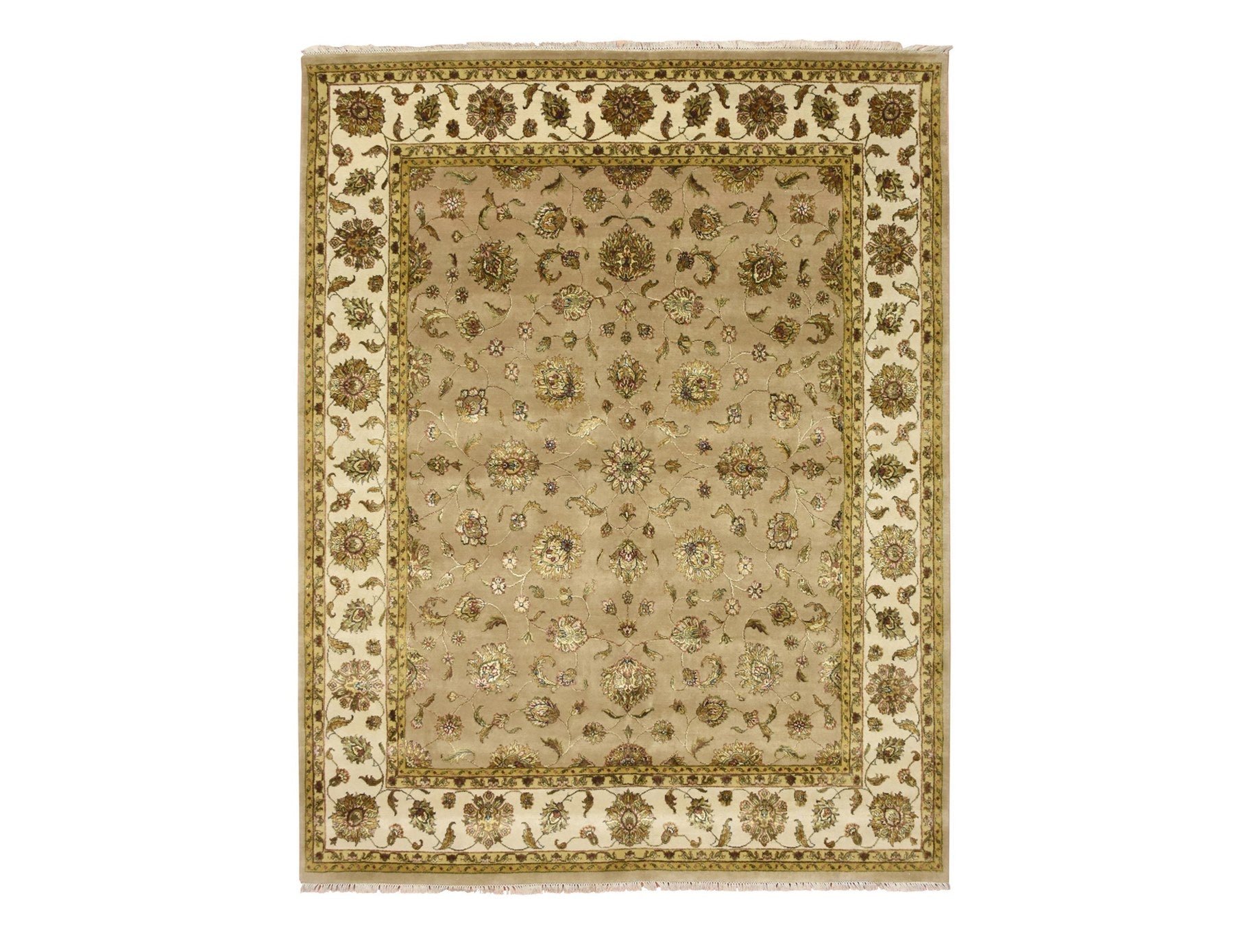 Rajasthan Rajasthan hand-knotted wool/silk rug in Brown & Ivory, 7'8" x 9'10" — SKU O075586