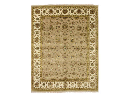 Brown 7'8" x 9'10" Traditional Hand knotted Wool/Silk Rug - Sku: O075586
