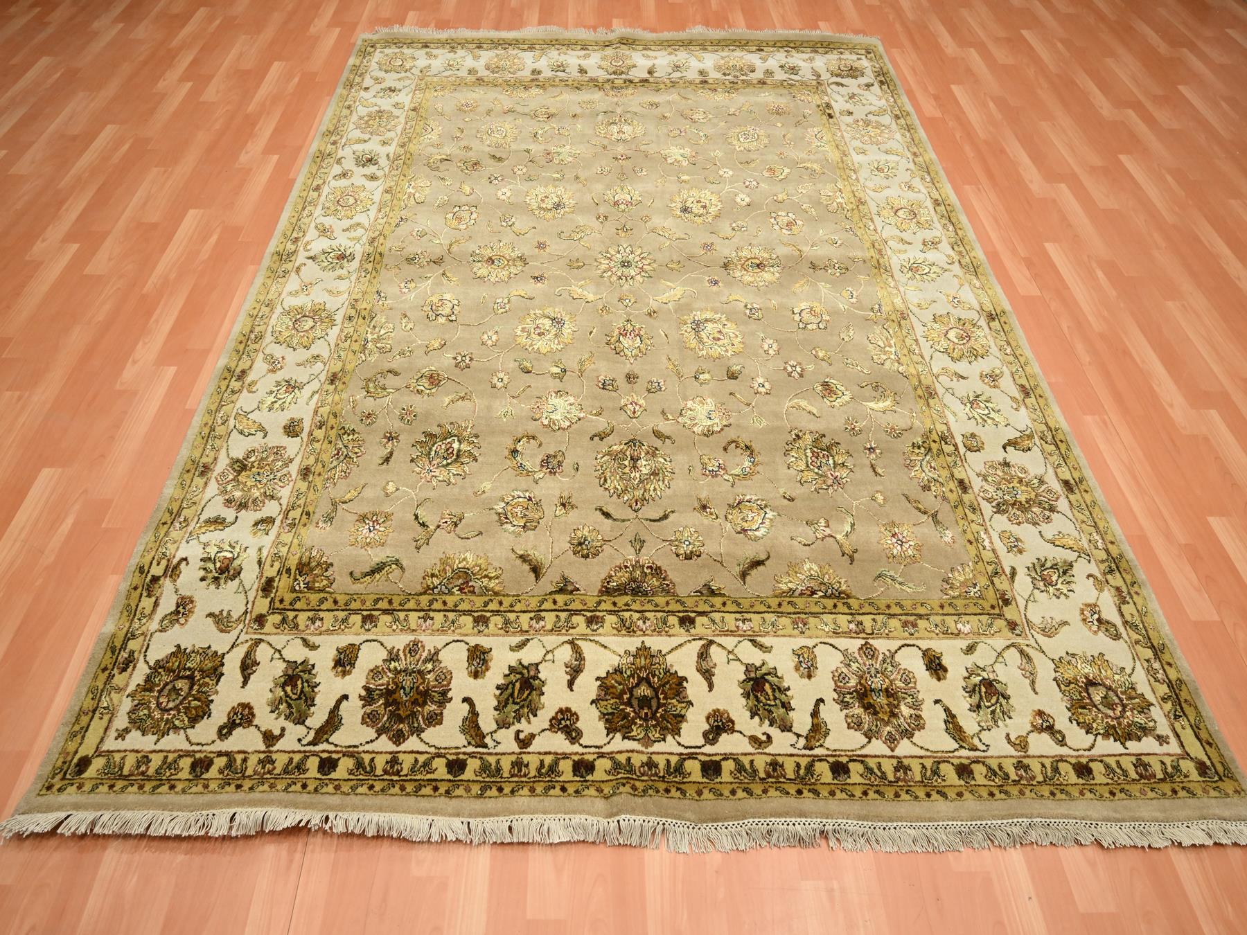 Rajasthan Rajasthan hand-knotted wool/silk rug in Brown & Ivory, 7'8" x 9'10" — SKU O075586 (view 2)